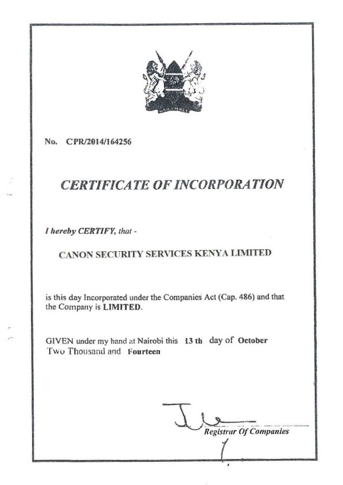 Certificate of Incorporation