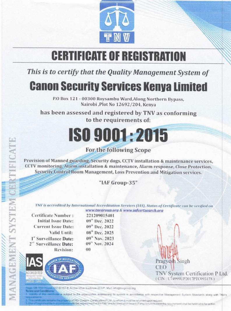 ISO Certificate